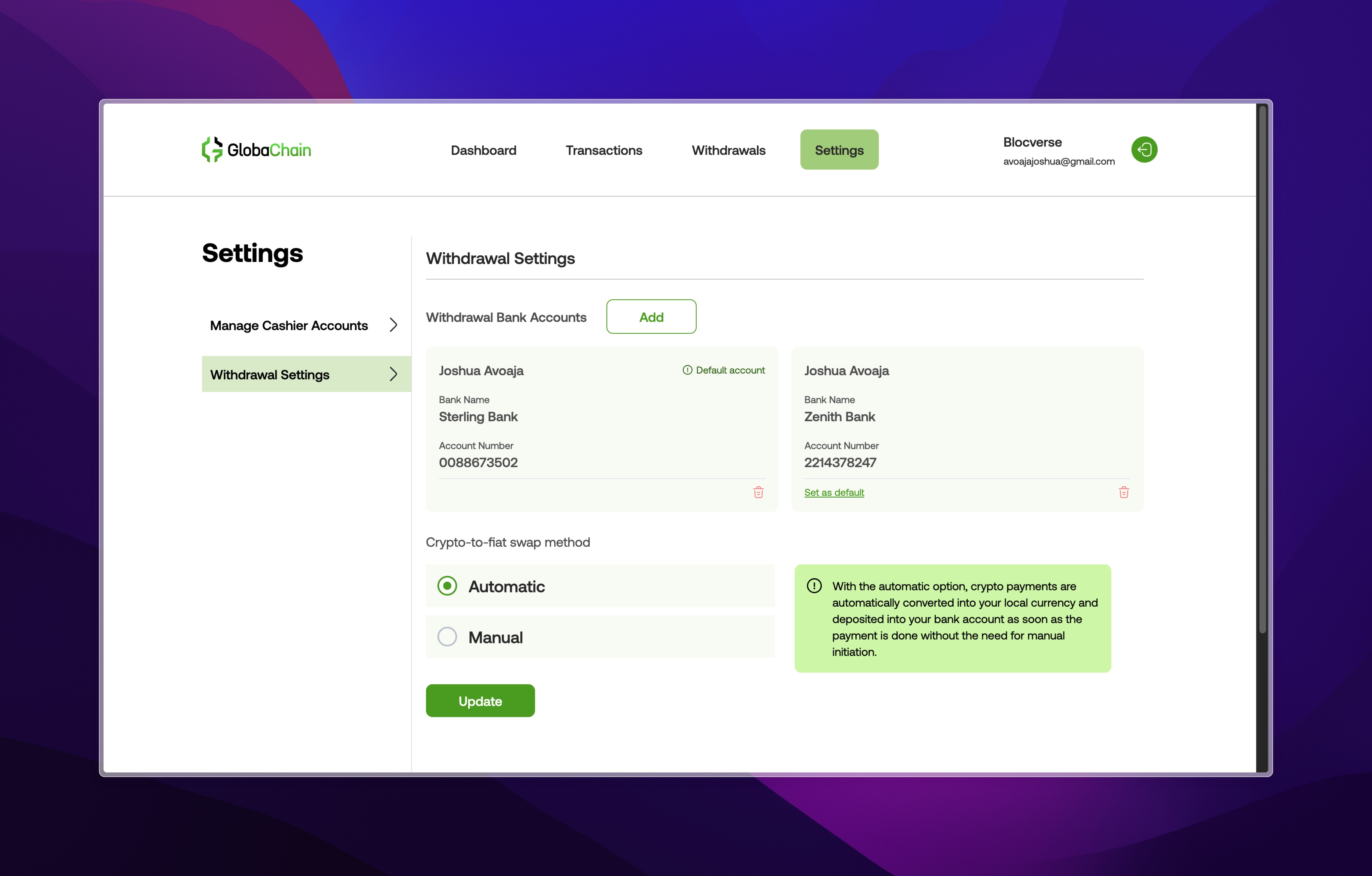 GlobaChain Payment Gateway
